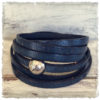 Blue leather bracelet