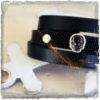 3xwrap black leather bracelet with swarovski skull slider