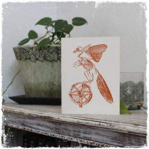 Hand ScreenPrinted Card Archaeopteryx