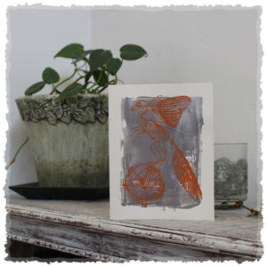 Hand ScreenPrinted Card Archaeopteryx